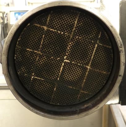 DPF before cleaning, blocked with soot
